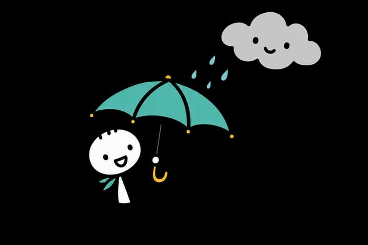 Hand-drawn illustration of Sediakan payung sebelum hujan